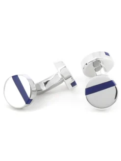 Boutons de manchette ronds bleu marine Madrid