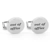 Boutons de manchette ronds gravés out of office