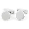 Boutons de manchette ronds argent brossé Montevideo