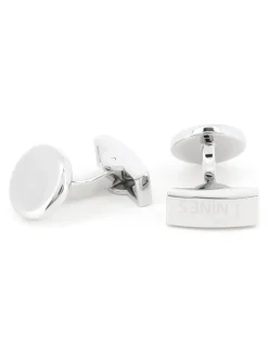 Boutons de manchette ronds argent brossé Montevideo