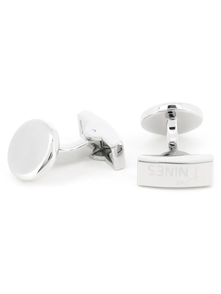 Boutons de manchette ronds argent brossé Montevideo
