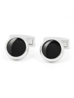 Boutons de manchette ronds noirs Montreux II