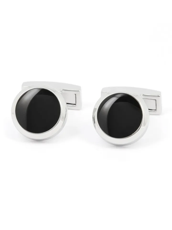 Boutons de manchette ronds noirs Montreux II