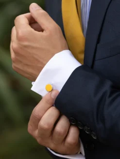 Boutons de manchette ronds jaune mangue Montreux II