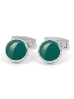 Boutons de manchette ronds vert thym - Montreux II