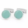 Boutons de manchette ronds vert d'eau Montreux II
