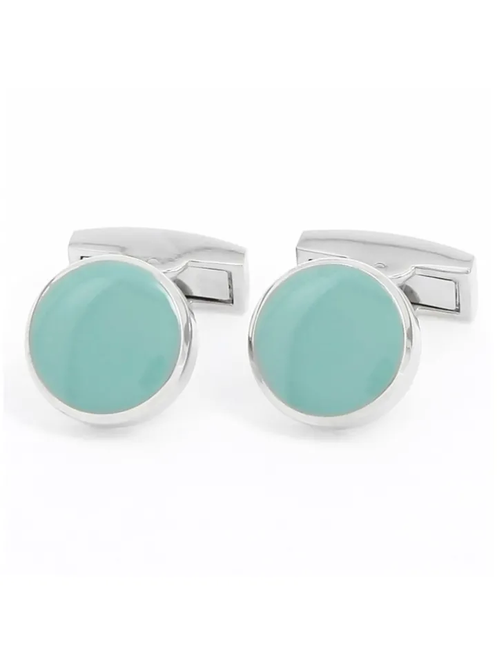 Boutons de manchette ronds vert d'eau Montreux II
