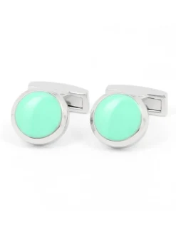 Boutons de manchette ronds vert aqua Montreux II