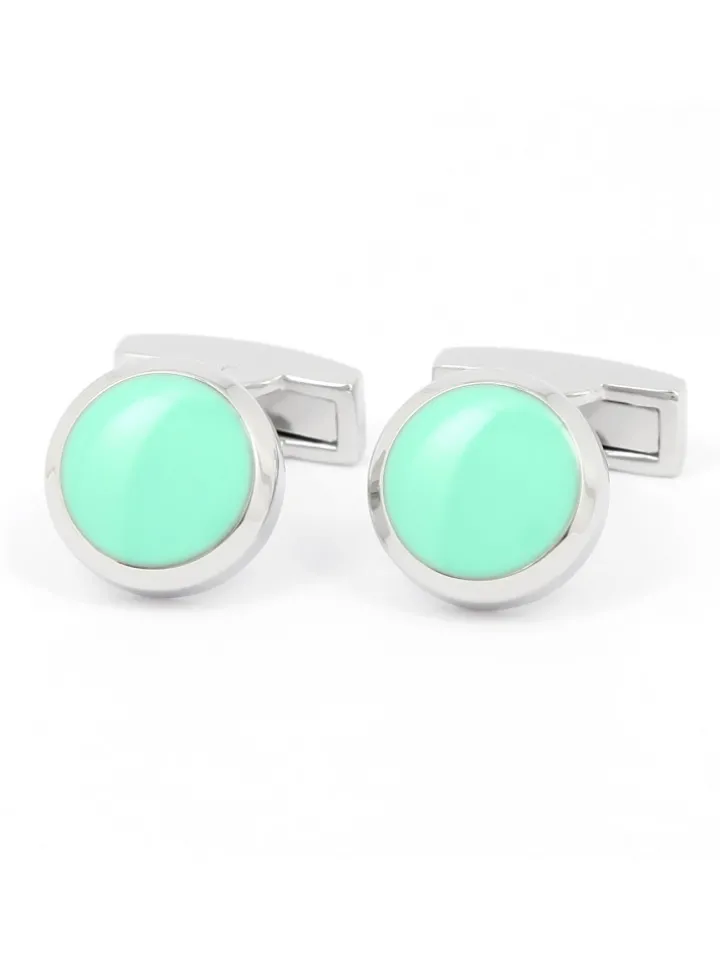Boutons de manchette ronds vert aqua Montreux II