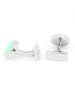 Boutons de manchette ronds vert aqua Montreux II