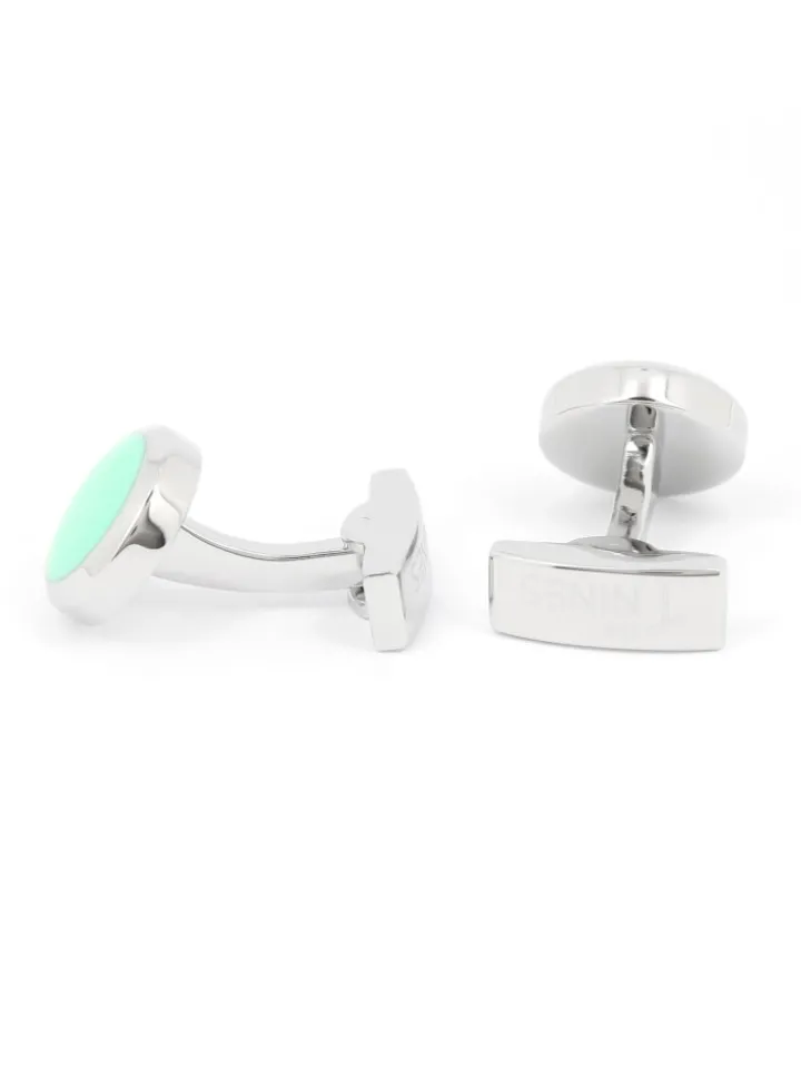 Boutons de manchette ronds vert aqua Montreux II