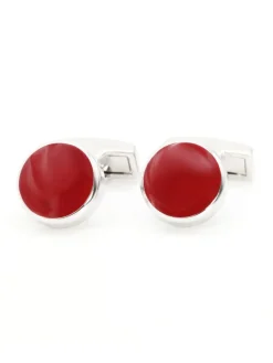 Boutons de manchette ronds rouge rubis Montreux II