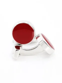 Boutons de manchette ronds rouge rubis Montreux II