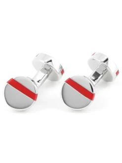 Boutons de manchette ronds rouge Madrid