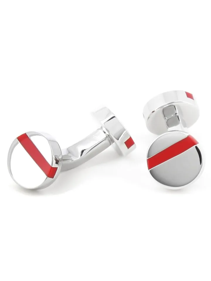 Boutons de manchette ronds rouge Madrid