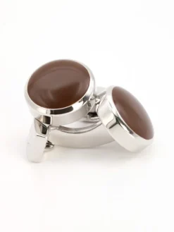 Boutons de manchette ronds marron Montreux II