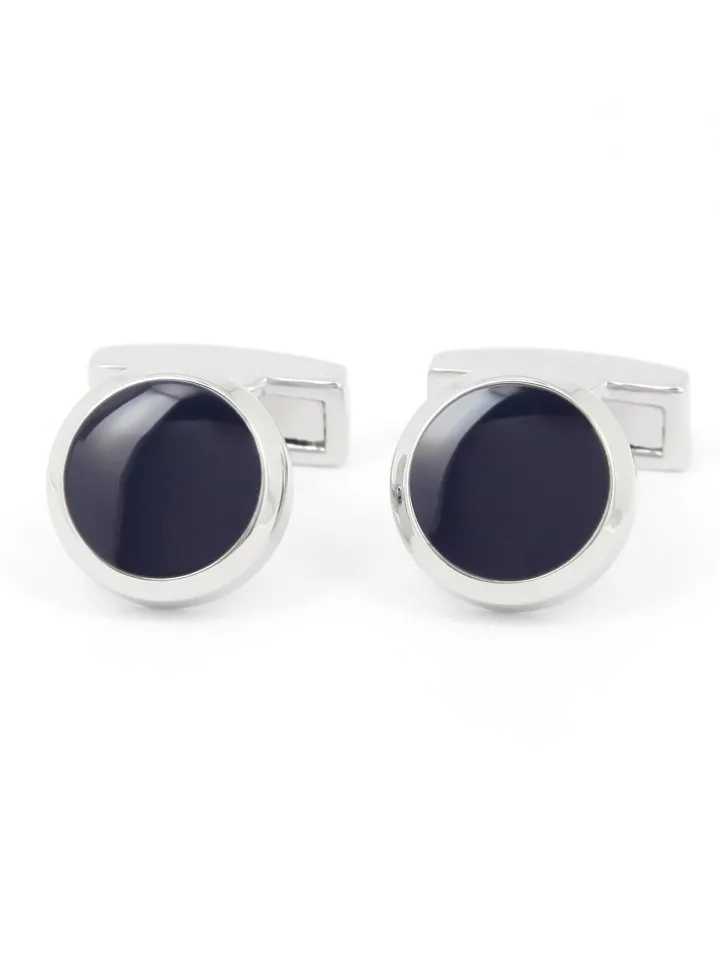 Boutons de manchette ronds bleu marine Montreux II
