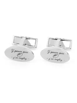 Boutons de manchette rugby "J'peux pas, j'ai rugby"