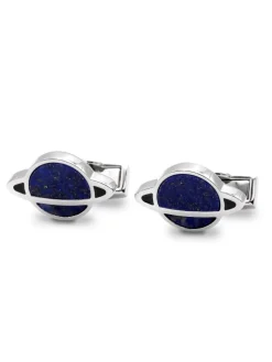 Boutons de manchette Saturne lapis-lazuli