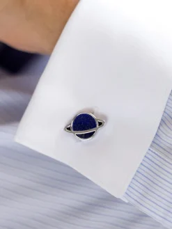 Boutons de manchette Saturne lapis-lazuli