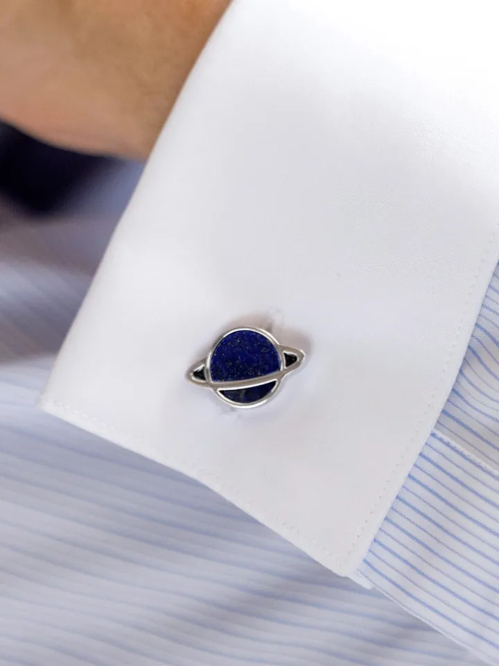 Boutons de manchette Saturne lapis-lazuli
