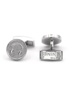 Boutons de manchette smiley argentés