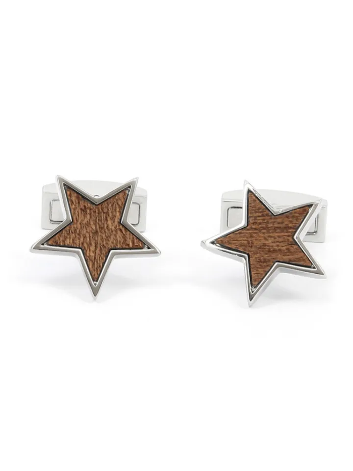 Boutons de manchette étoile en bois