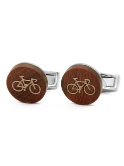 Boutons de manchette vélo de course en bois