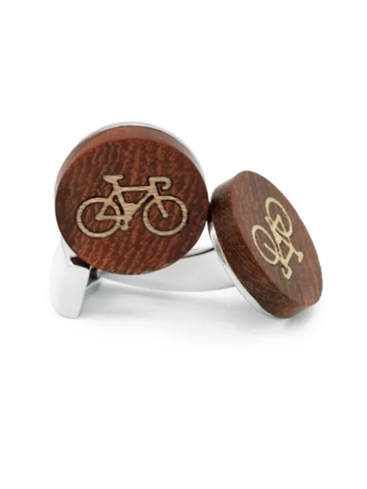 Boutons de manchette vélo de course en bois