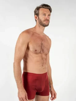 Boxer coton bio bordeaux