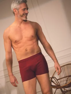 Boxer coton bio bordeaux