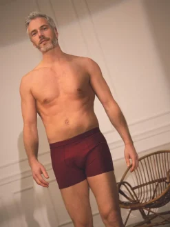 Boxer coton bio bordeaux