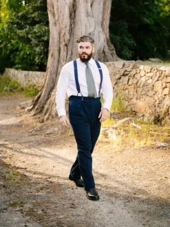 Bretelles homme bleu marine à boutons
