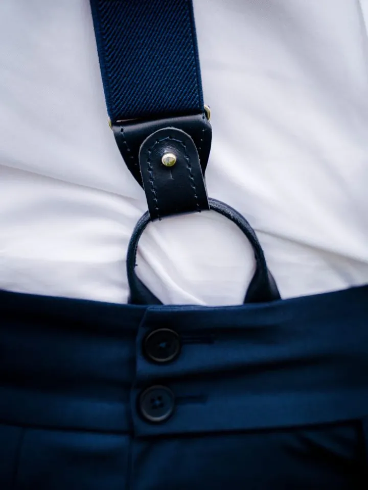 Bretelles homme bleu marine à boutons