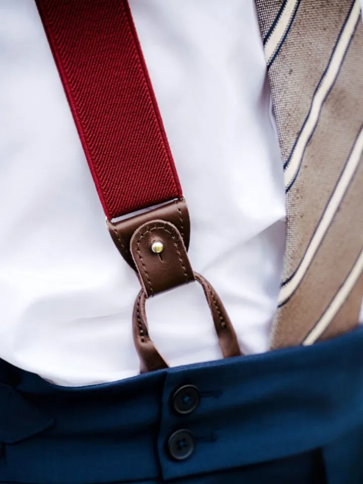Bretelles homme bordeaux à boutons