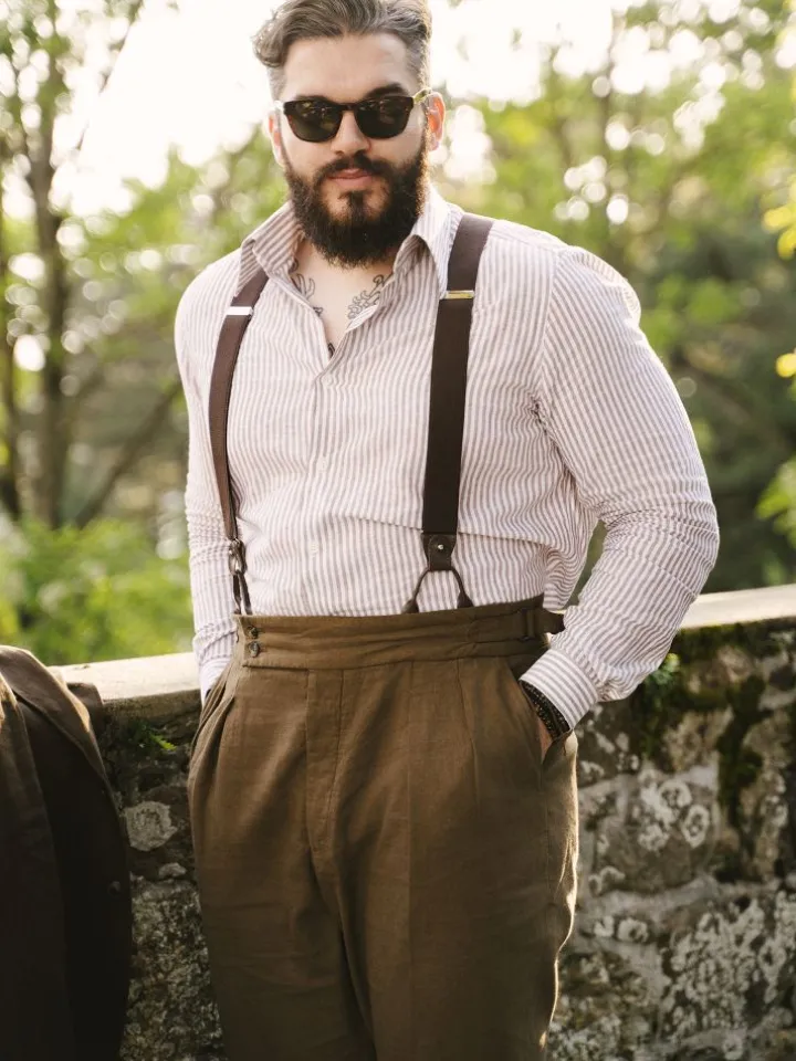 Bretelles homme marrons à boutons