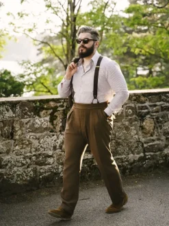 Bretelles homme marrons à boutons