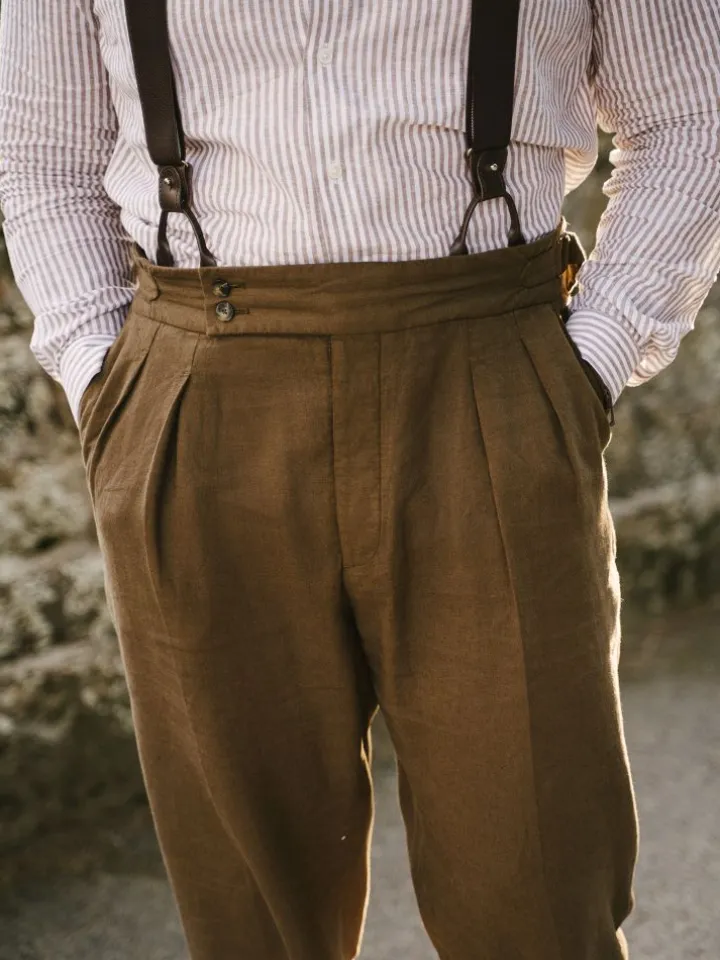 Bretelles homme marrons à boutons