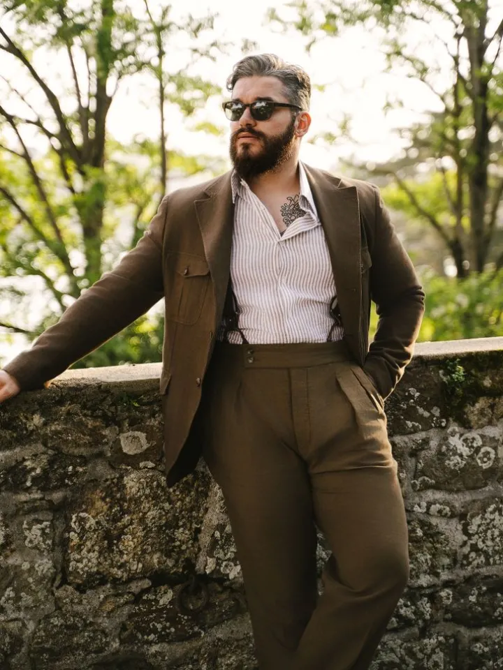 Bretelles homme marrons à boutons
