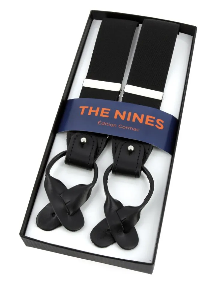 Bretelles homme noires à boutons