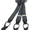Bretelles homme rayées gris et bleu à boutons