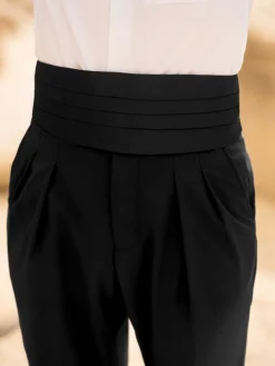 Ceinture de smoking noir en soie