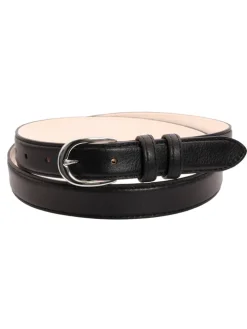 Ceinture fine noire boucle argentée en cuir - Gab