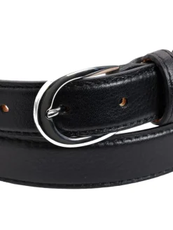 Ceinture fine noire boucle argentée en cuir - Gab