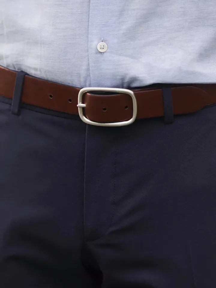 Ceinture marron boucle argentée