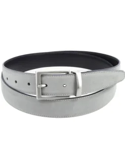 Ceinture réversible bleu marine cuir et gris nubuck - Clint