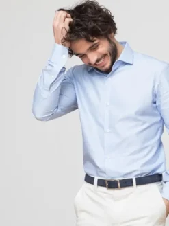 Ceinture réversible bleu marine cuir et nubuck - Clint