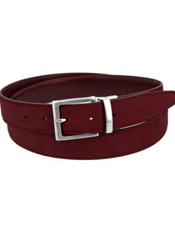 Ceinture réversible bordeaux cuir et nubuck - Clint