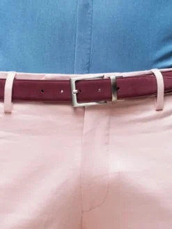 Ceinture réversible bordeaux cuir et nubuck - Clint
