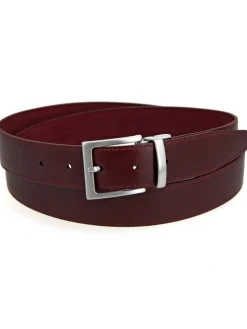 Ceinture réversible bordeaux cuir et nubuck - Clint